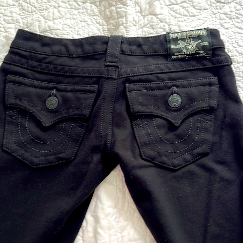 True religion size 25 black stretchy straight leg pants